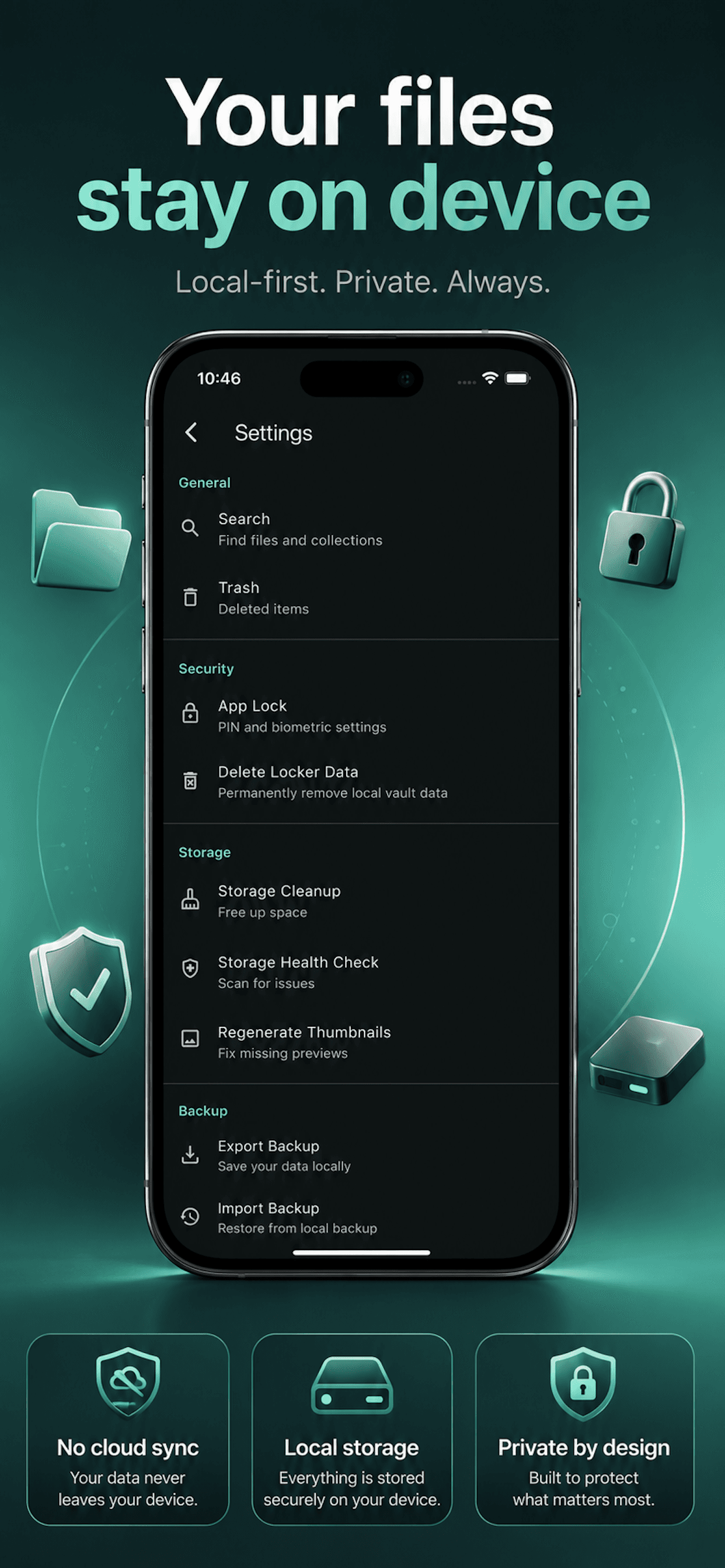 Local-first privacy and backup settings